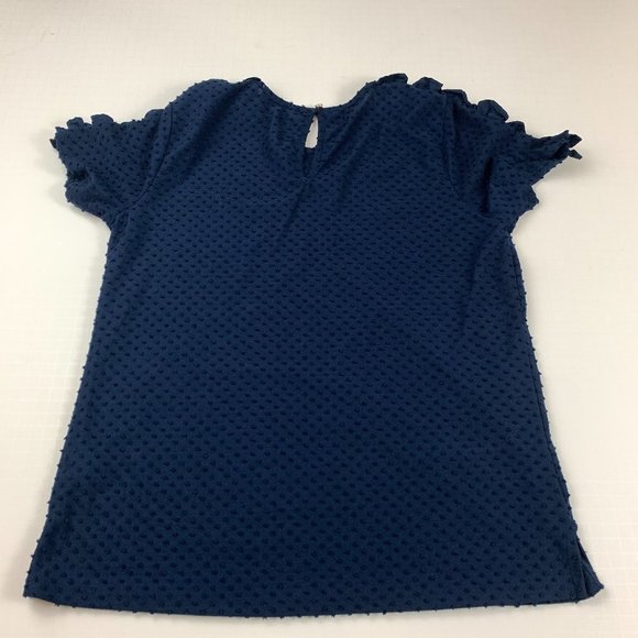 CeCe Navy Ruffle Sleeve Blouse, Size S, EUC - Picture 7 of 9